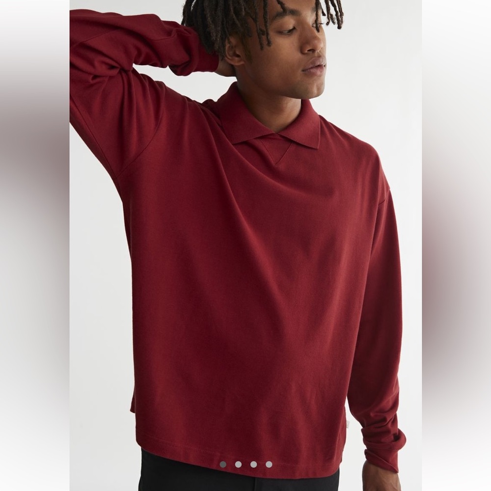 Standard Cloth Oversized Pique Long Sleeve Polo shirt